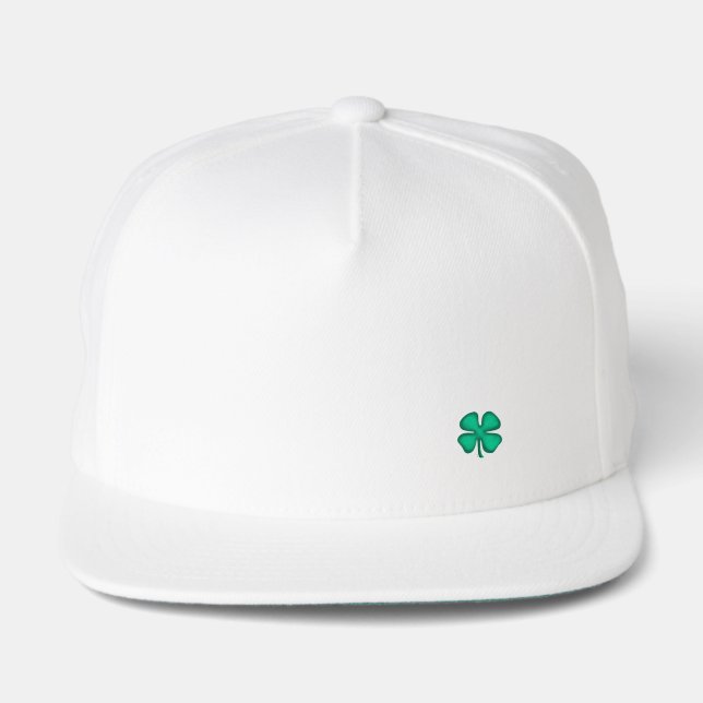 Lucky 4 Leaf Irish Clover white snapback cap 5 pnl (Front)