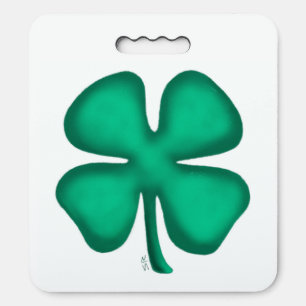 Lucky 4 Leaf Irish Clover white stadium cushion