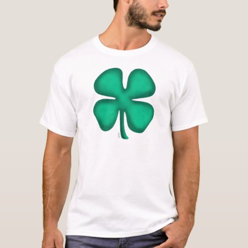 Lucky 4 Leaf Irish Clover white T_shirt