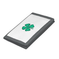 Lucky 4 Leaf Irish Clover white wallet gray trim