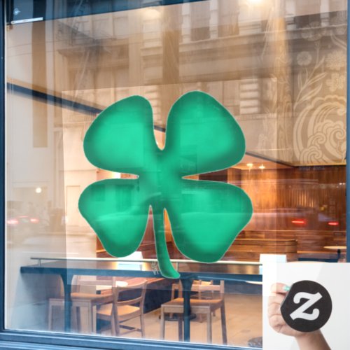 Lucky 4 Leaf Irish Clover window cling front stick