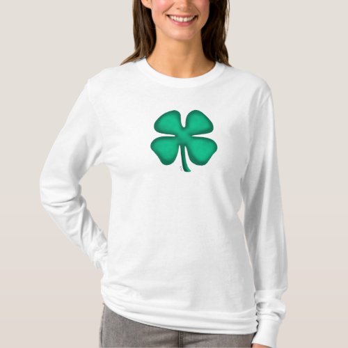 Lucky 4 Leaf Irish Clover women white long shirt