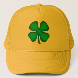 Lucky 4 Leaf Irish Clover yellow foam trucker hat
