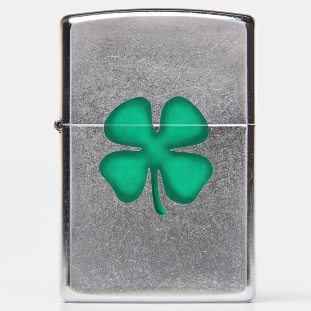 Lucky 4 Leaf Irish Clover Zippo lighter | Zazzle