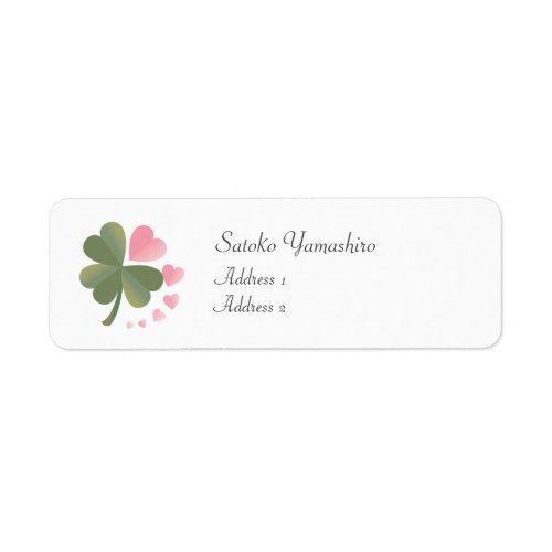 Lucky 4 Leaf Love Clover Return Address Label