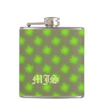 Lucky 4-leafed Clover Monogram Template Flask at Zazzle