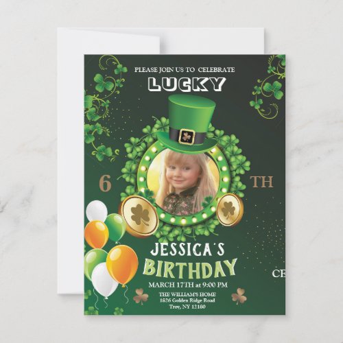 Lucky 6TH Birthday St Patricks Day Holiday Card