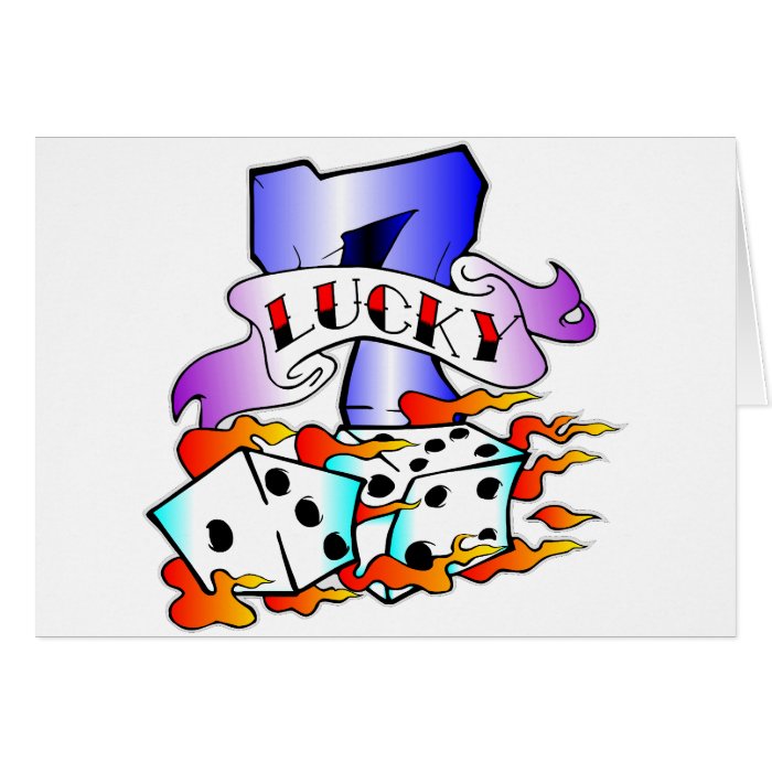 Lucky 7 & Dice Tattoo Card