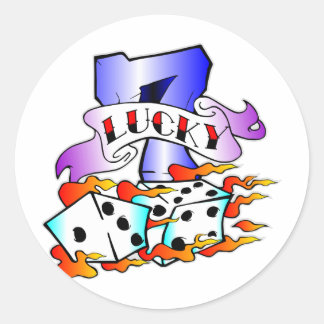 Lucky 7 w/ Dice Classic Round Sticker
