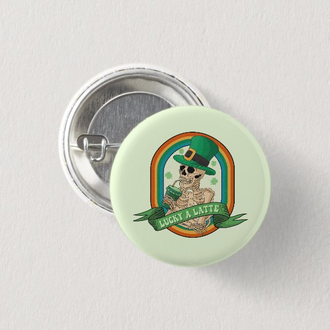 Lucky A Latte Button (Front & Back)