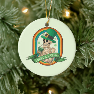 Lucky A Latte Ceramic Ornament