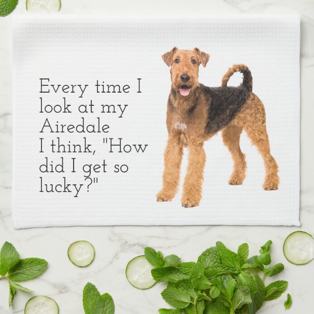 Lucky Airedale Kitchen Towel (Folded)