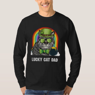 Lucky American Bobtail Cat Dad St Patricks Day T-Shirt