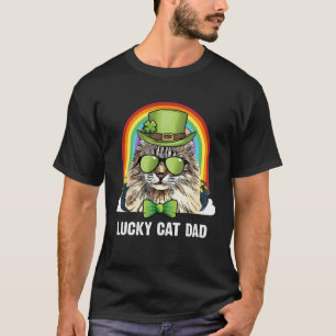 Lucky American Curl Cat Dad St Patricks Day T-Shirt