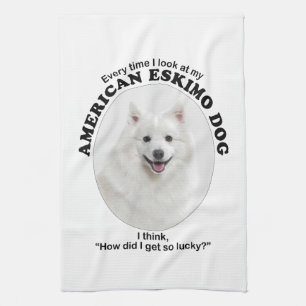Lucky American Eskimo Dog Kitchen Towel