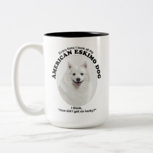 Lucky American Eskimo Dog Two-Tone Coffee Mug