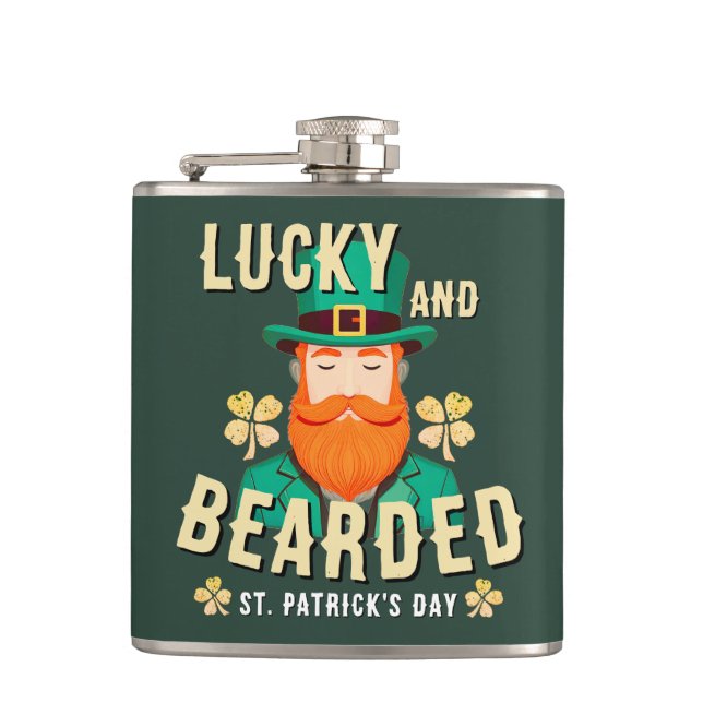 Lucky and Bearded St. Patrick’s Day Leprechaun Flask (Front)