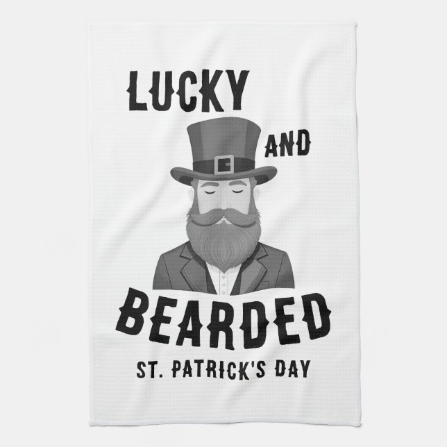 Lucky and Bearded St. Patrick’s Day Leprechaun Kitchen Towel (Vertical)