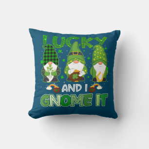 Lucky and I Gnome it St. Patrick's Day Bearded Throw Pillow