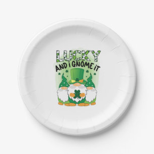 Lucky And I Gnome It St Patrick's Day T Shirt Paper Plates