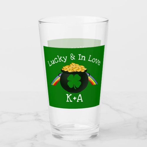 Lucky and In Love St Patricks Day Tumbler Glass
