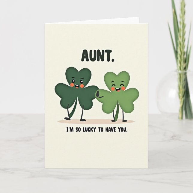 Lucky Aunt Love Shamrock Card (Front)