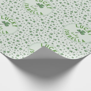 Lucky Baby Green and White St Patricks Day Wrapping Paper