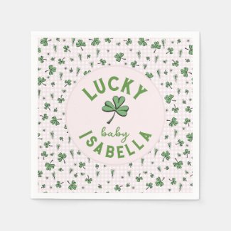 Lucky Baby Pink and Green Clovers St Patrick's Day