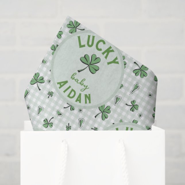 Lucky Baby St Patricks Day Green Clover Tissue Paper (Gift Bag)