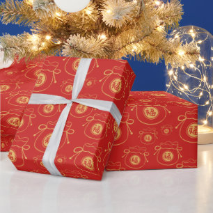 Lucky Bag Chinese New Year Gold Red Wrapping Paper