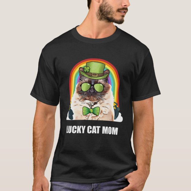 Lucky Balinese Javanese Cat Mom St Patricks Day T-Shirt (Front)