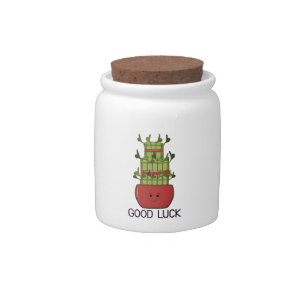 Lucky Bamboo Plant with Greeting Candy Jar