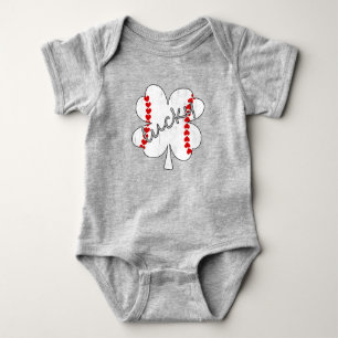 Lucky Baseball 4 leaf clover cute hearts Baby Bodysuit