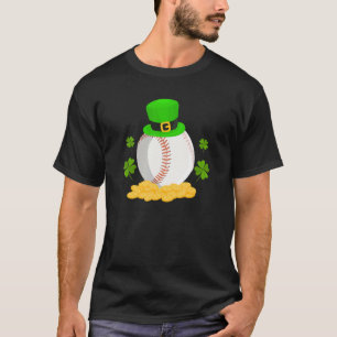 Lucky Baseball Leprechaun Hat Pile Golden Coins Ir T-Shirt