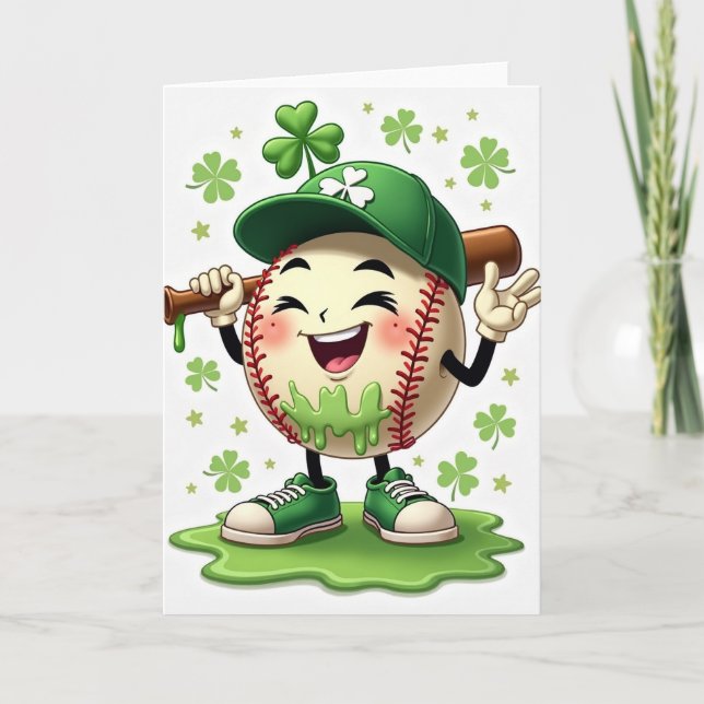 Lucky Baseball St Patricks Day Card (Front)