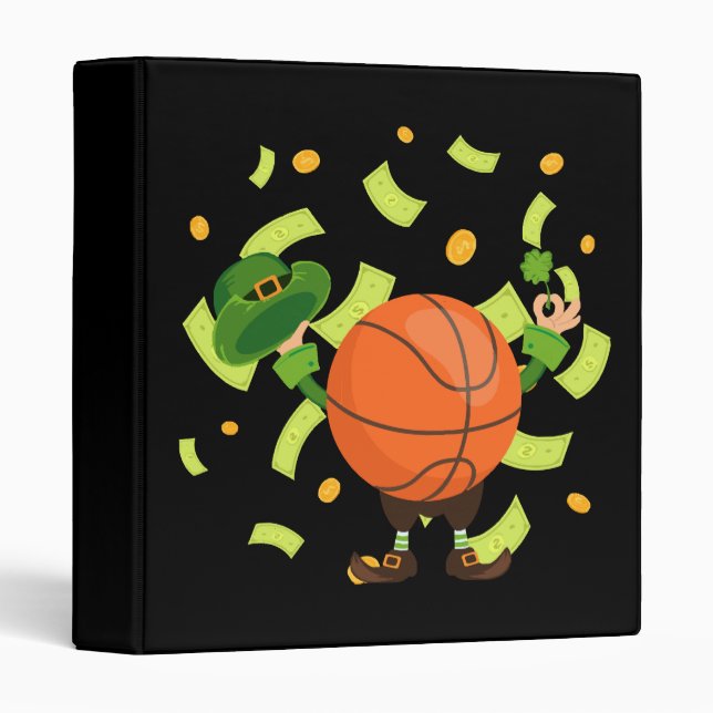 Lucky Basketball Happy Patrick's Day 3 Ring Binder (Front/Spine)