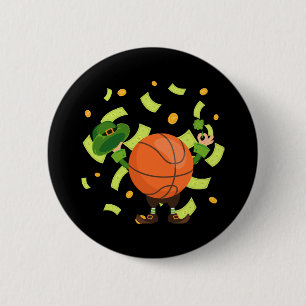 Lucky Basketball Happy Patrick's Day Button