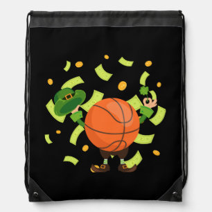 Lucky Basketball Happy Patrick's Day Drawstring Bag