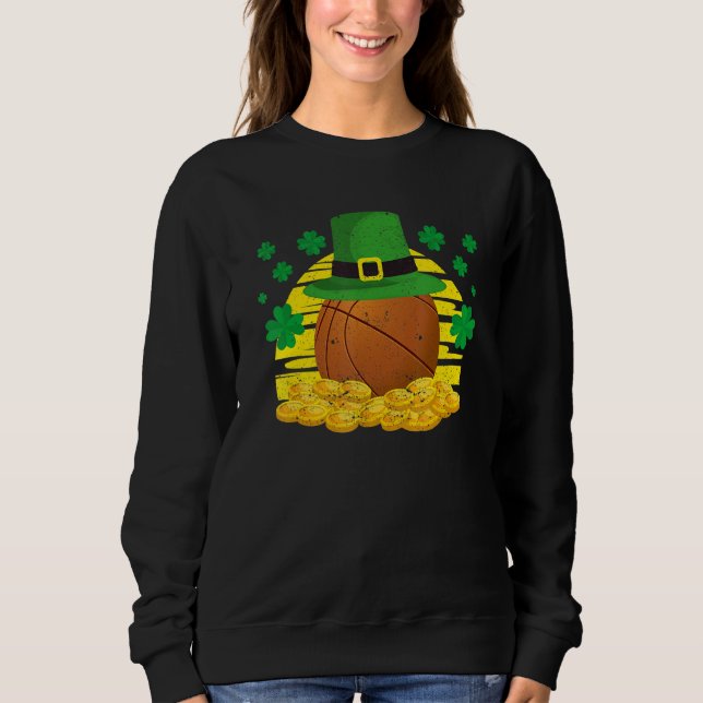 Lucky Basketball Leprechaun Hat Golden Clover Sham Sweatshirt (Front)