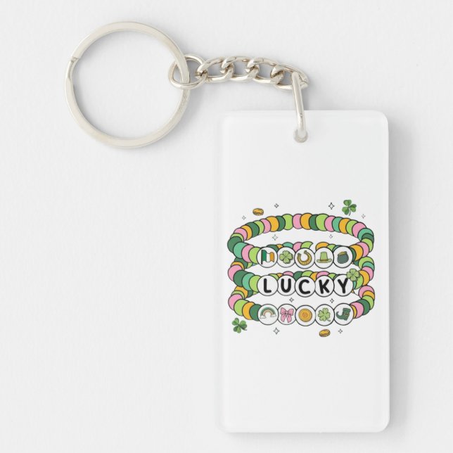 Lucky Beaded Bracelet St. Patrick’s Day Design Keychain (Front)