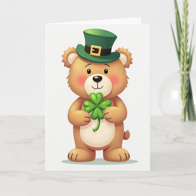 Lucky Bear Clover Pattern Card (Front)