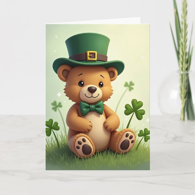 Lucky Bear St Patricks Day Card (Front)