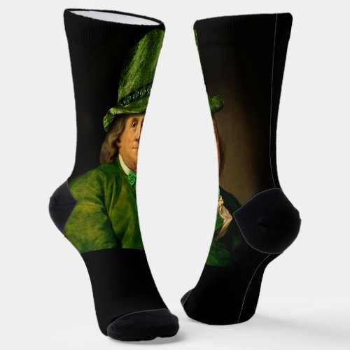 Lucky Ben Franklin St Patricks Day Socks