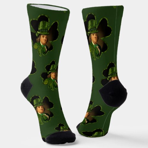 Lucky Ben Franklin St Patricks Day Socks