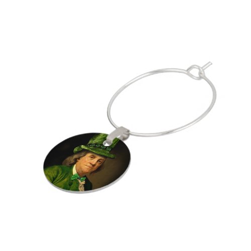 Lucky Ben Franklin St Patricks Day Wine Glass Charm