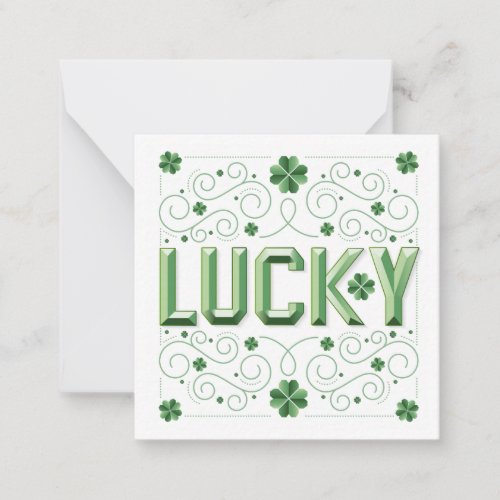 Lucky Beveled  Stationery Note Card