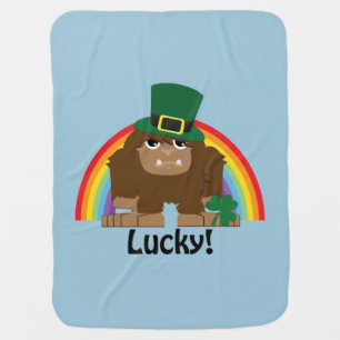 Lucky Bigfoot Leprechaun Stroller Blanket