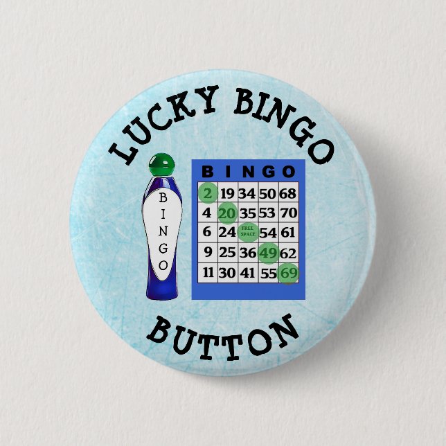 Lucky BINGO Button Blue Cards Button (Front)