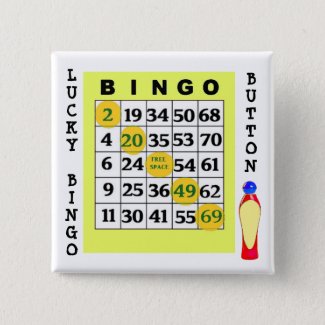 Lucky BINGO Button Green Cards Button