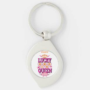 Lucky Bingo Queen /editable name Keychain